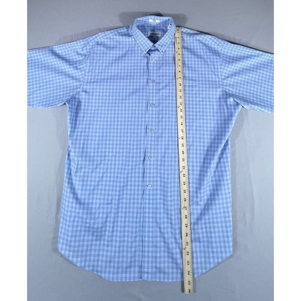 Joseph & Feiss Men's XXL Blue Check Non-Iron 100% Cotton Button Down Dress Shirt - Picture 5 of 9